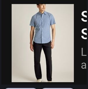 Men's Bonobos Navy Pattern Short Sleeve Button Down